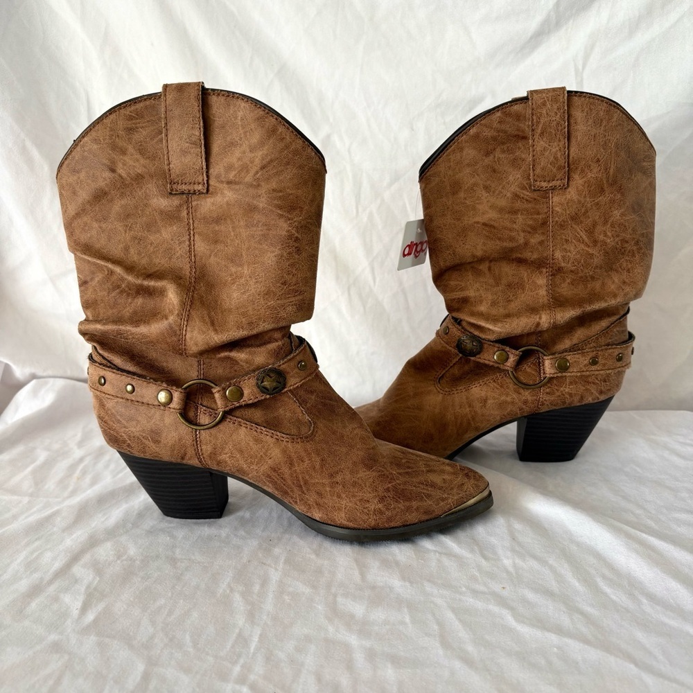 Dingo western cowboy brown ankle boots women’s size 8 new with tags slouch - Picture 3 of 5
